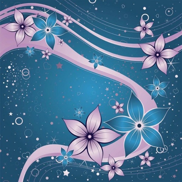 Fantasy Garden Abstract Floral Vector Background web waves vector unique stylish stars quality purple original illustrator high quality hearts graphic fresh free download free flowers floral fantasy download design creative blue background abstract   