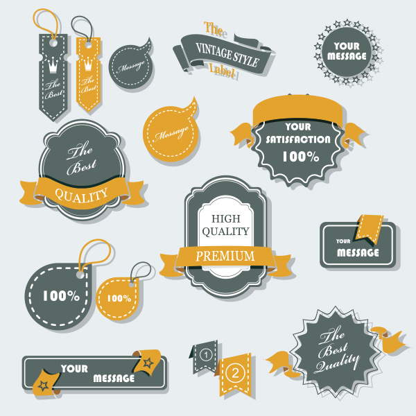 Vintage Labels Badges Banners Vector Set vintage vector tags stitched stickers ribbons ribbon banners labels free download free banners badges   