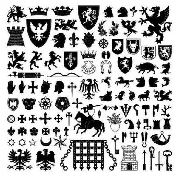 Huge Heraldry Shapes & Silhouettes Vector Pack wings web vector unique unicorn ui elements sword stylish silhouette shields shapes set quality pack original new interface illustrator horses high quality hi-res heraldry elements heraldry heraldic HD graphic fresh free download free eps emblems elements dragons download detailed design crowns creative collection castles axe   