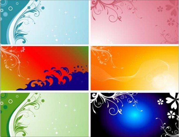 5 Glowing Floral Vector Banner Backgrounds web vector unique ui elements swirl stylish set quality original new interface illustrator high quality hi-res HD graphic glowing fresh free download free floral elements download detailed design creative banner background abstract   