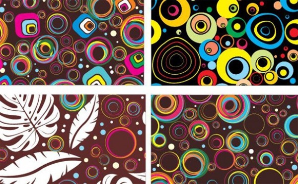4 Colorful Fun Circles Vector Patterns web vintage vector unique stylish sixties seventies retro quality pattern original illustrator high quality graphic fresh free download free download design creative colorful circles background abstract   