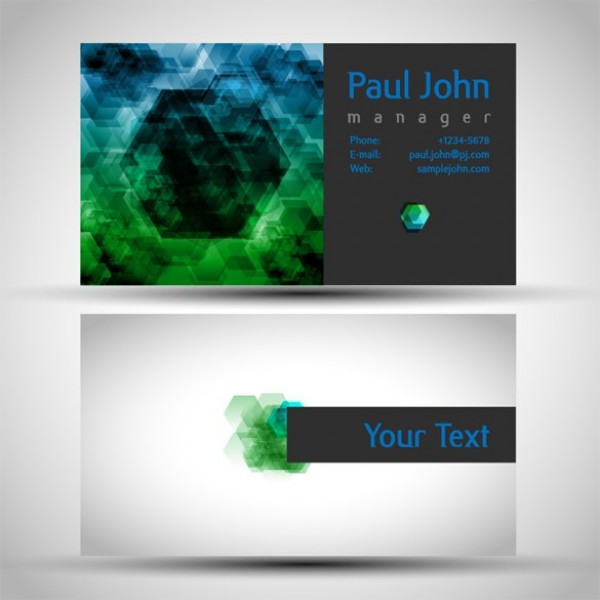 Hexagon Abstract Business Card Templates web vector unique ui elements transparent templates stylish quality presentation original new modern interface illustrator identity high quality hi-res hexagon HD green graphic front fresh free download free eps elements download detailed design creative card business cards blue back ai abstract   