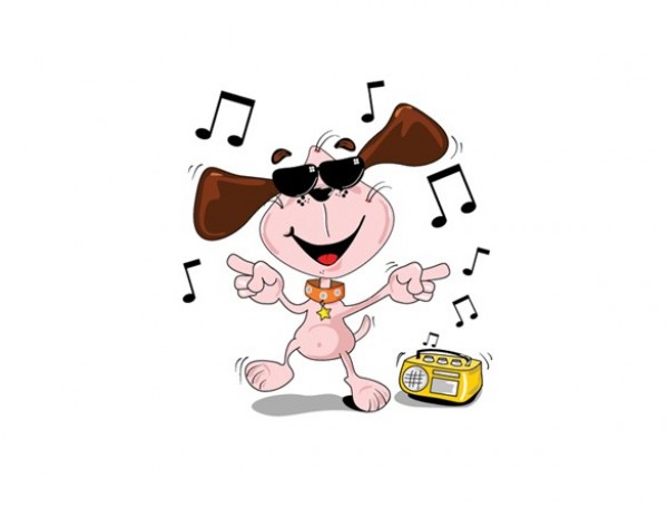 Cool Cartoon Dancing Dog Vector Graphic web vector dog vector unique ui elements sunglasses stylish radio quality original new musical notes musical music interface illustrator high quality hi-res HD graphic fresh free download free eps elements dude download dog detailed design dancing dog dancing creative cartoon dog   