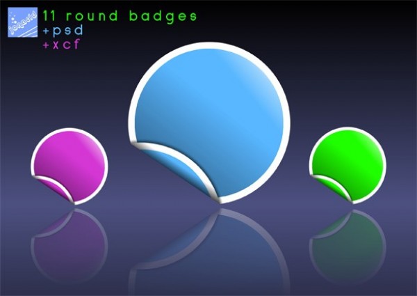 11 Round Curled Sticker Badges Set PSD/PNG web unique ui elements ui stylish set round quality psd original new modern label interface hi-res HD fresh free download free elements download detailed design curled sticker curled creative colorful clean badge   