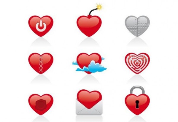 9 Creative Heart Vector Icons Set web vector unique ui stylish stitched red heart icon red quality original on/off new metal mail locked labyrinth interface illustrator icon high quality hi-res heart HD graphic fresh free download free explosive elements download detailed design creative   