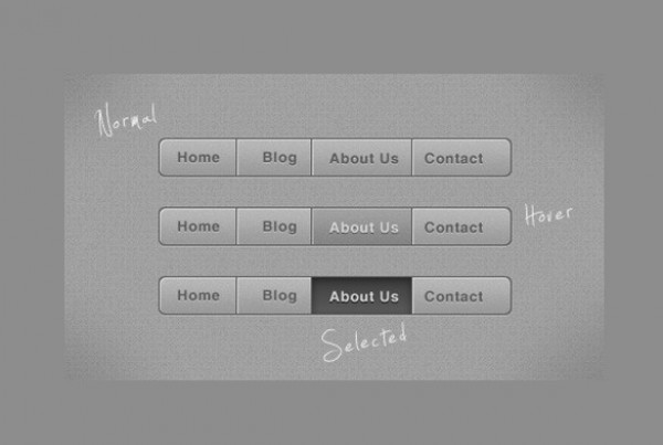 Simple Grey Navigation Menu PSD web unique ui elements ui stylish states simple quality psd pressed original normal new navigation modern interface hover hi-res HD grey fresh free download free elements download detailed design creative clean active   