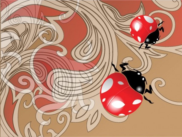 Abstract Floral Ladybug Vector Background web vector unique stylish quality original ladybug illustrator high quality graphic fresh free download free floral download design creative background abstract   