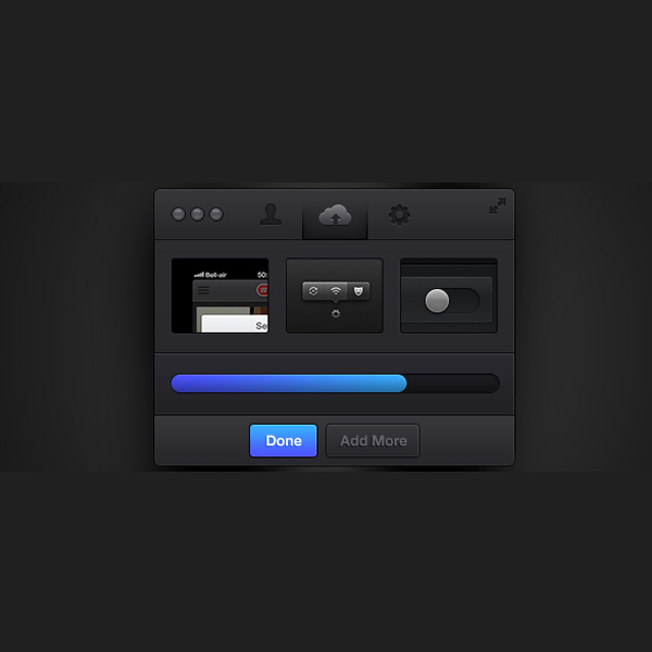 Dark Elegant Loader Interface PSD web uploader unique ui loader ui elements ui toolbar toggle switch stylish settings quality psd progress bar original new modern loader interface hi-res HD fresh free download free elements download detailed design dark loader dark creative clean buttons blue   