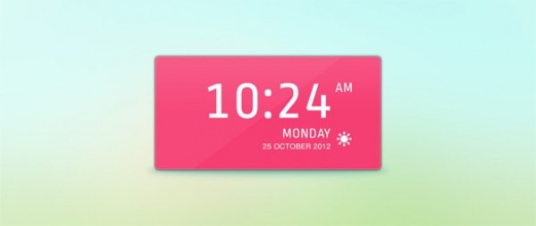 Crisp Pink Clock Widget PSD web weather icon weather unique ui elements ui time stylish quality psd pm pink original new modern interface icon hi-res HD fresh free download free elements download digital clock digital detailed design day date creative clock widget clock clean am   