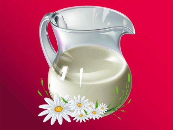 Gleaming Glass Pitcher of Milk with Daisies Vector web vector unique ui elements stylish quality pitcher of milk pitcher pdf original new milk jug milk interface illustrator high quality hi-res HD graphic glass pitcher fresh milk fresh free download free flowers floral elements download detailed design daisies creative bouquet ai   