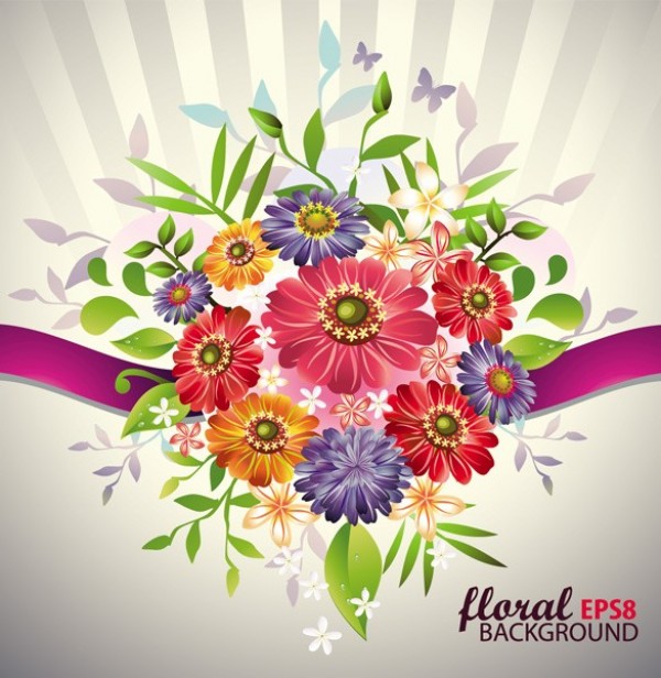 Colorful Summer Bouquet Floral Vector Background web vector unique summer stylish spring quality original illustrator high quality graphic fresh free download free flowers floral download design creative bouquet background   