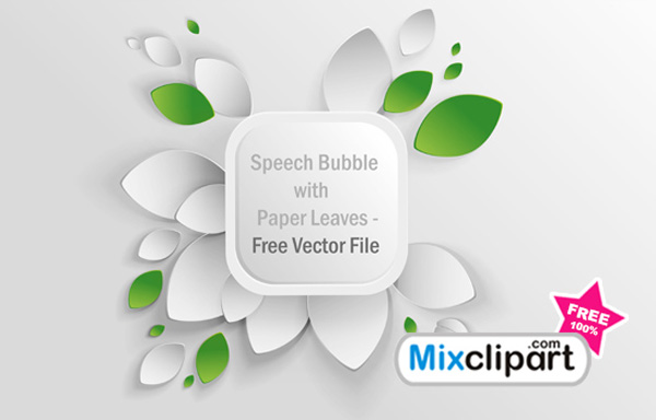 Paper Petals Vector Speech Bubble white ui elements ui speech bubble paper leaves free download free dialogue box dialog box cutout cloud chat box   