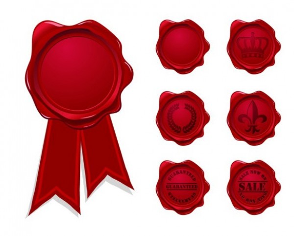 Set of Red Vector Wax Seals wreath web wax seal vector unique ui elements stylish stamp seal ribbon red quality original new interface illustrator high quality hi-res HD guaranteed graphic fresh french symbol free download free elements download detailed design crown creative   