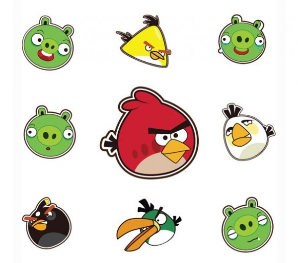 9 Angry Birds Stickers/Icons Vector Set web vector unique ui elements stylish stickers set quality original new interface illustrator icons high quality hi-res HD graphic fresh free download free eps elements download detailed design creative angry birds   