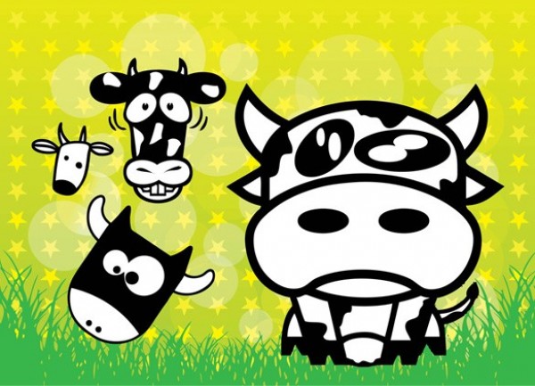 Comical Cartoon Cows Vector Set web vector unique ui elements stylish set quality pasture original new interface illustrator high quality hi-res HD grass graphic funny cows funny fresh free download free eps elements download detailed design creative cows vector cows cow faces comical cows cartoon cows ai   