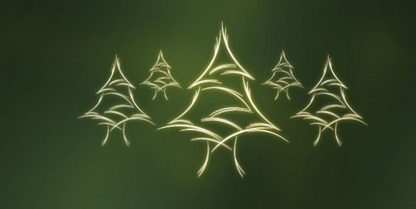 Christmas Glowing Trees Vector vector trees sharp psd photoshop hand draw free vectors green golden light glowing free downloads eps christmas   