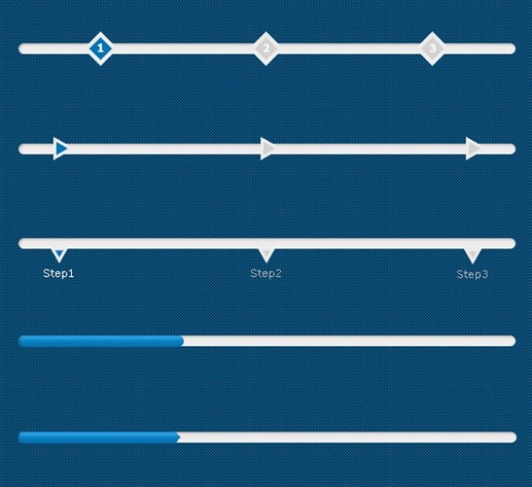 5 Slim Step Process Bars Set PSD white web unique ui elements ui stylish step quality psd progress bars progress process bars process original new modern interface hi-res HD fresh free download free elements download detailed design creative clean blue bars   