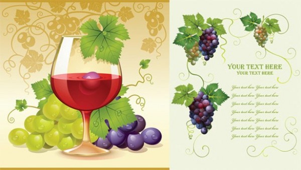 Charming Wine Grapes Vector Card wine glass wine web vintage vineyard vector unique ui elements stylish quality original new ivy invitation interface illustrator high quality hi-res HD graphic grapes fresh free download free elements download detailed design creative   