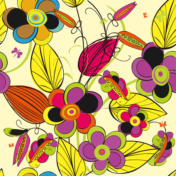Fun Folk Art Floral Abstract Pattern Background vector seamless pattern hand painted free download free folk art flowers floral colorful background art abstract   
