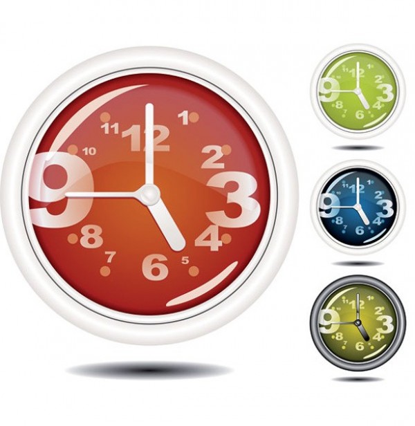 Funky Modern Clock Vector Set web vector unique ui elements time stylish set quality original new interface illustrator high quality hi-res HD graphic fresh free download free face elements download detailed design creative clock   