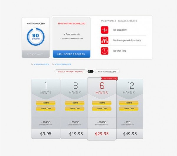 Modern Subtle Pricing Table UI Element PSD web unique ui elements ui subtle stylish simple quality psd professional pricing table price table original new modern light interface hi-res HD fresh free download free elements download detailed design creative clean   