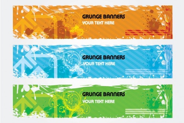 3 Vector Grunge Style Arrows Banners Set web vector unique ui elements stylish set quality original orange new interface illustrator high quality hi-res headers HD grunge green graphic fresh free download free eps elements download detailed design creative colorful blue banners arrows abstract   
