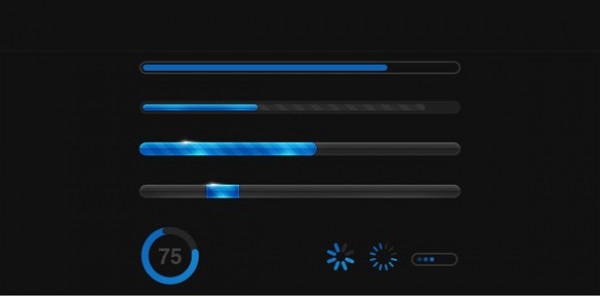 Blue Web UI Progress Bar Set PSD web upload unique ui elements ui stylish set quality psd progress bar original new modern interface hi-res HD fresh free download free elements download detailed design creative clean circular blue bar   