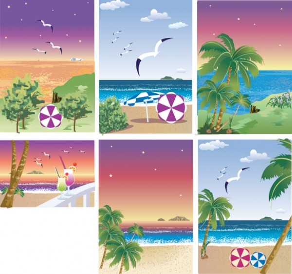 6 Gorgeous Tropical Beach Vector Landscapes web vectors vector graphic vector vacation unique ultimate ui elements tropical scene resort quality psd png photoshop palms palm trees pack original ocean new modern landscape jpg illustrator illustration ico icns high quality hi-def HD fresh free vectors free download free elements download design creative coconut beach background ai   