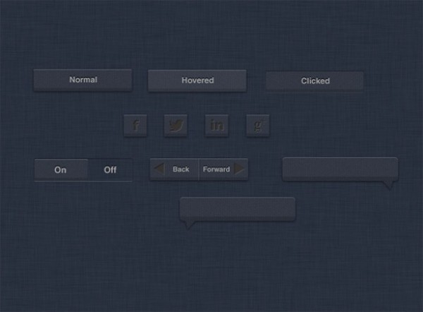 Dark Fabric Web UI Elements Kit PSD web unique ui set ui kit ui elements ui tooltips textured stylish states social icons set quality psd original on off switch new modern interface hi-res HD fresh free download free fabric elements download detailed design dark creative comment bubble clean blue back forward buttons   