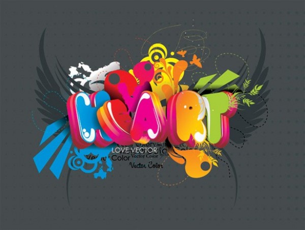 Heart 3 Color Love Abstract Vector Backgrounds word wings web vector unique stylish quality original new love illustrator high quality heart graphic fresh free download free download design creative colorful color background abstract   