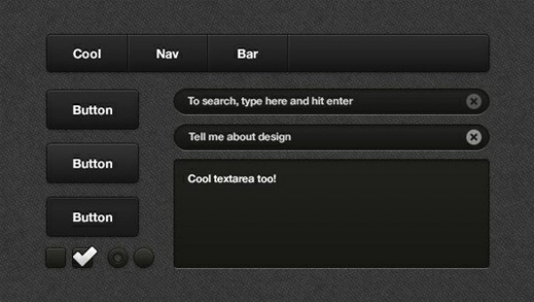 Crisp Black Web UI Elements Kit PSD web unique ui set ui kit ui elements ui stylish radio buttons quality psd original new navigation bar modern kit interface input form hi-res HD fresh free download free elements download detailed design creative clean check boxes buttons black   