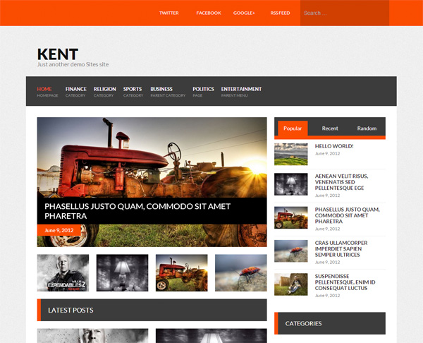 Kent WordPress WP News Theme Template wp wordpress website webpage web unique ui elements ui thumbnails theme template stylish quality php original news new modern interface html hi-res HD fresh free download free elements download detailed design css creative clean 3 column   