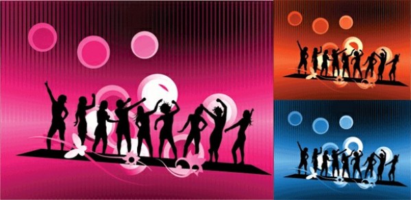 Girls Night Out Silhouette Dancing Vector Background web vector unique ui elements stylish silhouette quality pink party original orange new interface illustrator high quality hi-res HD graphic girls silhouette girls fresh free download free eps elements download detailed design dancing girls silhouette creative blue background abstract   