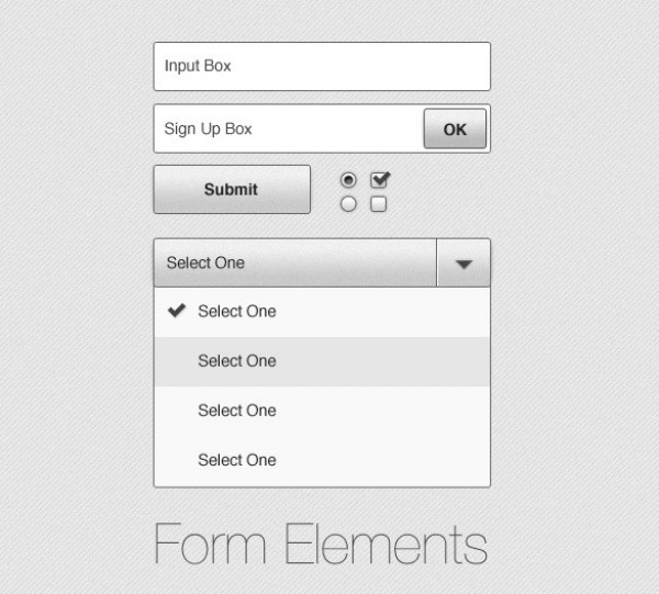 Clean Light Web UI Form Elements Kit PSD web unique ui kit ui elements ui stylish signup quality psd original new modern interface input field hi-res HD grey fresh free download free forms form elements elements dropdown download detailed design creative clean checkbox button   