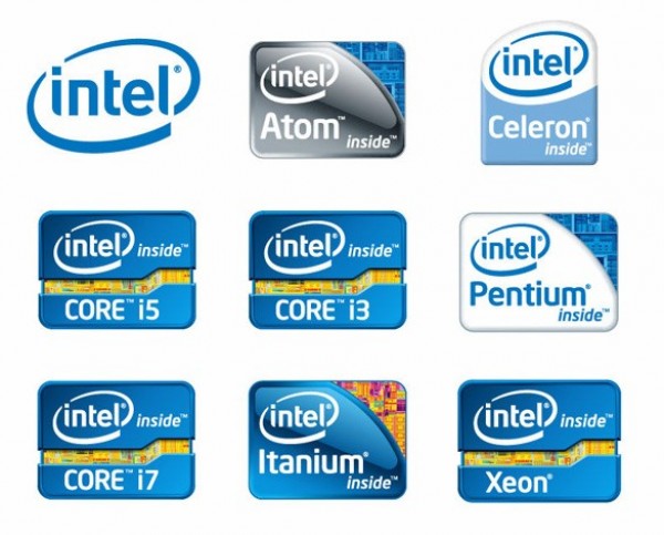 Intel Chip Logos Vector Icons Set web vector unique ui elements stylish quality original new interface intel logo intel chip intel illustrator icon high quality hi-res HD graphic fresh free download free elements download detailed design creative computer   