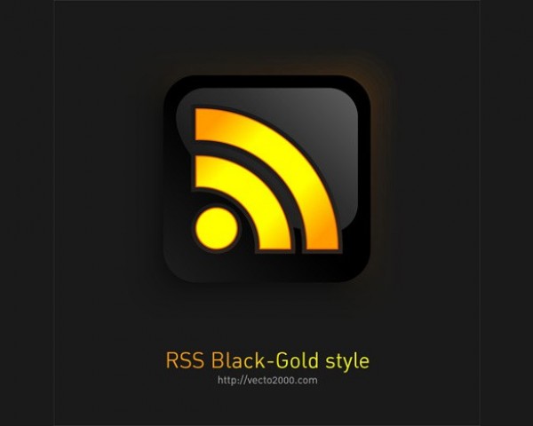 Sleek Black & Gold RSS Social Vector Icon web vector unique ui elements stylish social rss icon sleek shiny rss icon quality original new interface illustrator high quality hi-res HD graphic gold glossy fresh free download free eps elements download detailed design creative cdr black rss icon black and gold black ai   