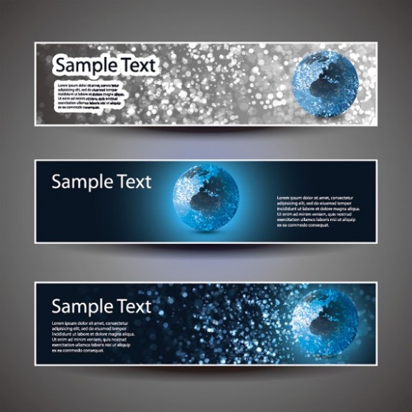 3 Blue Earth Abstract UI Vector Banners Set web vector unique ui elements stylish splatter set quality original new lights interface illustrator high quality hi-res HD graphic glowing fresh free download free eps elements earth download detailed design creative bokeh blue earth blue banners abstract   