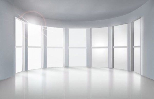 Empty Room with Windows Vector Illustration window white web vector unique ui elements stylish showroom showcase rounded room reflection quality original new interior interface illustrator high quality hi-res HD graphic fresh free download free eps empty room empty elements download display detailed design creative   