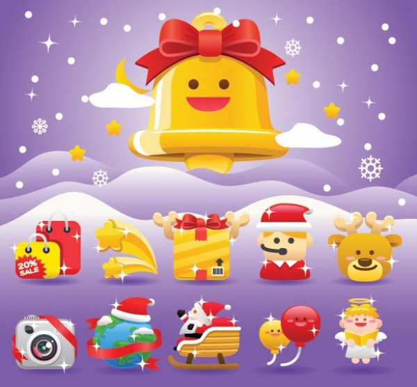 10 Cartoon Christmas Vector Icons Set web vector unique ui elements stylish set quality original new interface illustrator icons high quality hi-res HD graphic fresh free download free eps elements download detailed design cute creative christmas icons christmas cartoon   