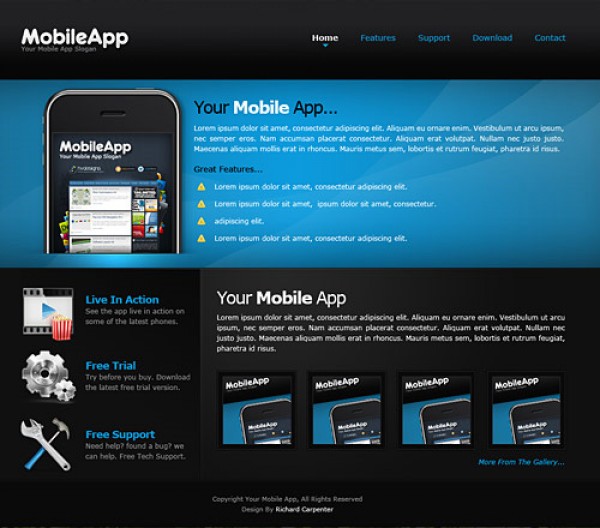 Dark Mobile Web Page Design web design professional portfolio photoshop navy blue mobile design dark blue dark clean blue application   