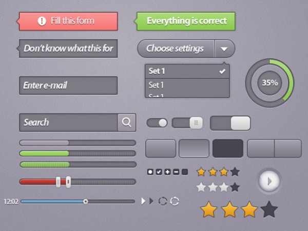 Stylish Web UI Elements Kit PSD 13169 web unique ui set ui kit ui elements ui toggles switches stylish star rating sliders search field quality psd original new modern kit interface hi-res HD fresh free download free elements download detailed design creative clean buttons   
