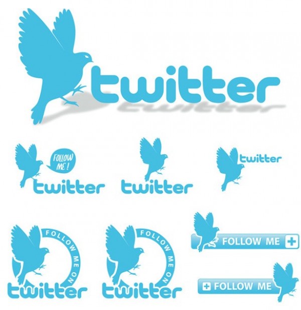 Twitter Bird Social Buttons & Badges Vector Set web vector unique ui elements ui twitter stylish social media social set quality original new networking modern interface hi-res HD fresh free download free follow me button follow me eps elements download detailed design creative clean button bookmarking blue ai   