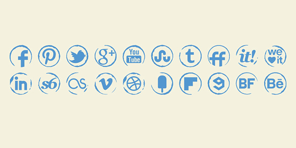 Stamp Icons Set stamp icons social icons ink icons   