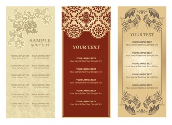 3 Elegant Floral Vertical Vector Banner Set web vertical vector unique ui elements stylish set quality original new interface illustrator high quality hi-res HD graphic fresh free download free elements elegant download detailed design decorative creative banners   