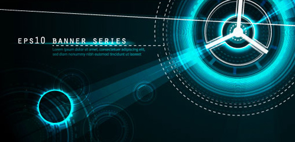 3 Futuristic Abstract Vector Banners Set wheel vector sphere space lights futuristic free download free flare circle business background abstract   
