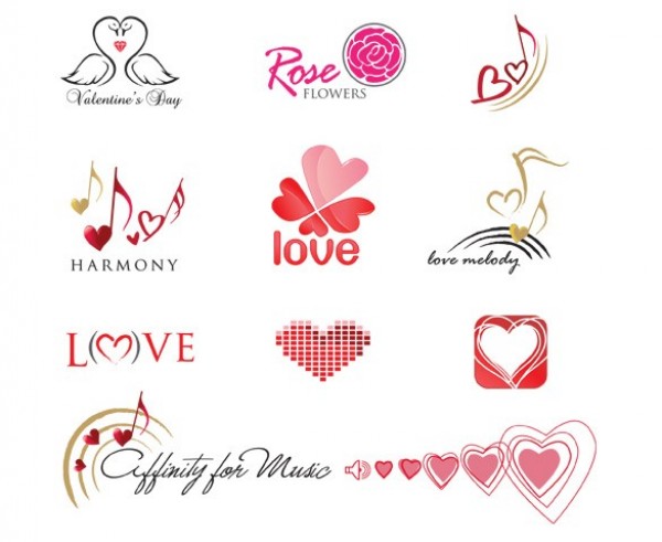 11 Valentine's Heart Vector Logotypes Set web vector valentines unique ui elements swans stylish quality original new musical notes love logotype logos interface illustrator high quality hi-res heart HD graphic fresh free download free elements download detailed design creative   