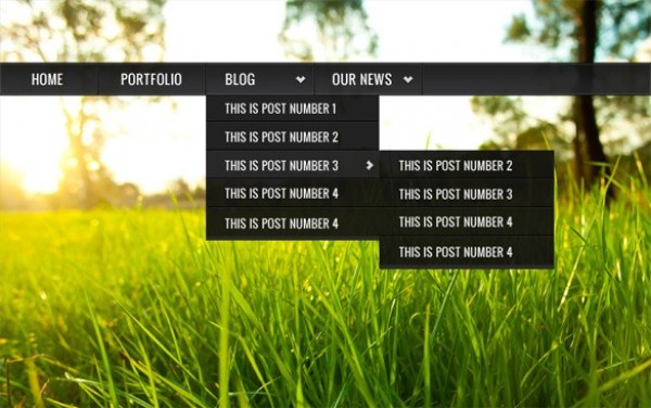 Dark Dropdown Navigation Menu PSD web unique ui elements ui stylish quality psd original new navigation menu navigation modern menu interface hi-res HD fresh free download free elements dropdown download detailed design dark creative clean black bar   
