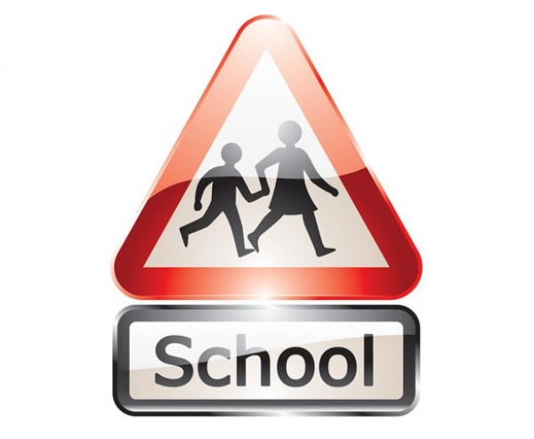Glossy Children Crossing Vector School Sign web vector unique triangular stylish sign shiny school red quality original illustrator icon high quality graphic glossy fresh free download free eps download design crossing creative children crossing children   