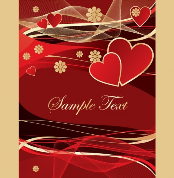 Gold & Red Valentine Heart Vector Card web vector valentines unique ui elements stylish ribbons red quality pdf original new jpg interface illustrator high quality hi-res hearts HD graphic gold fresh free download free floral eps elements download detailed design creative card background   