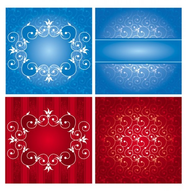 4 Luxurious Ornamental Pattern Backgrounds web vector unique stylish red quality pattern ornamental original new illustrator high quality graphic fresh free download free floral download design decorative creative blue background   